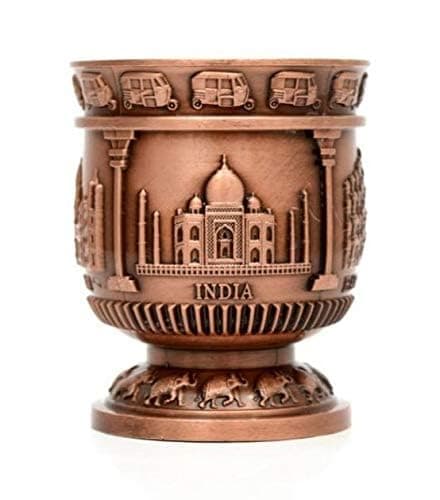 PockTown INTERNATIONAL Vintage Metal Taj Mahal India Souvenir Shotglass Ware & Glass & Shots Perfect Antique Souvenir for Home Decorative Item, Gifts & Travel Gift Foreigner Friend Copper