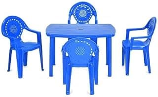 Nilkamals Kids Roleplay Table and Chair Set, 4 Chairs and 1 Table, Durable Plastic Furniture for Playroom, Study, Activity, Indoor Use, Lightweight, Strong Build (Blue)