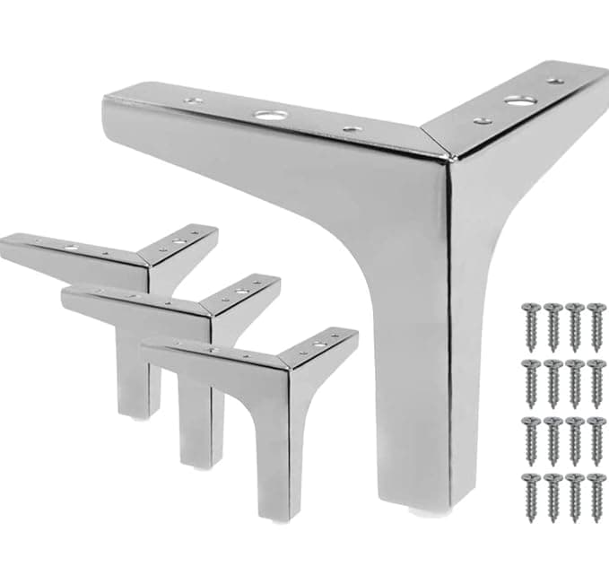 Aakash Decor Silver Finish Sofa Leg 6 Inches (Set of 4) - Metal Heavy Duty Furniture Leg for Home, Office Sofa Paya with Including Mounting Screw | Rustproof T- Shape Sofa Leg/Support Leg 15 cm