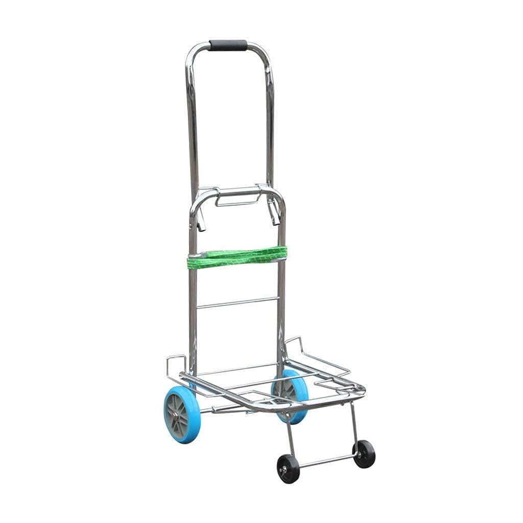 A R MALL AR Mall Foldable 4 Wheel Luggage Trolley - Stainless Steel Travel Handheld Carry Cart