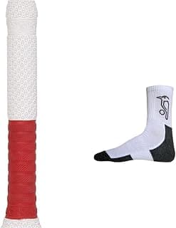 KOOKABURRA Extreme Bat Grip for Cricket Bat (Multicolour) & KOOKABURRA Men Blended Blaze Adult Calf Length Socks, Multicolor