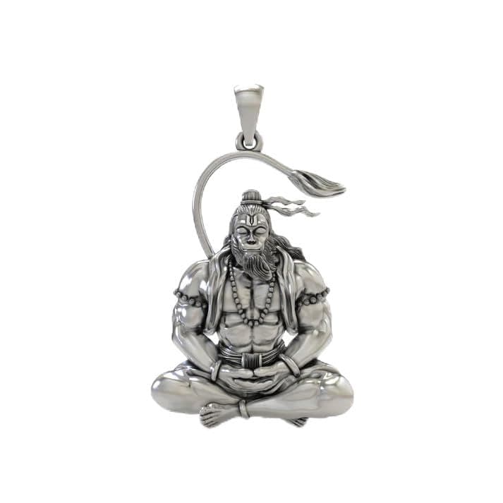 CRAFTWELL CW Spiritual Pendant, Religious Necklace, Lord Hanuman Chalisa Locket with Gada Micro-carved Tag Stainless Steel Hanuman Necklace with Crisscross Chain for Gift, Unisex