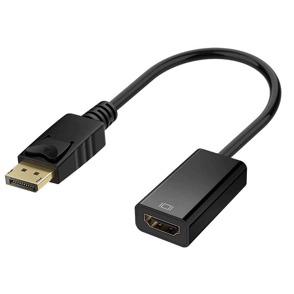 7-Seven Displayport (Dp) to Hdmi Adapter,Gold-Plated Uni-Directional Display Port Pc to Hdmi Screen Converter (Male to Female) Compatible with Hp,Dell,Lenovo,Nvidia,AMD & More,Passive and Black