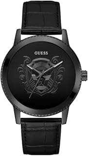 GUESS Leather Analog Black Dial Men Watch-Gw0566G2, Black Band
