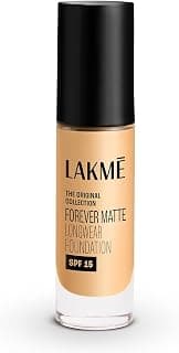 Lakme Forever Matte Longwear Foundation with SPF 15 and Active Niacinamide | Brightens Skin | Long Lasting Matte Finish |Natural Marble,25 ml