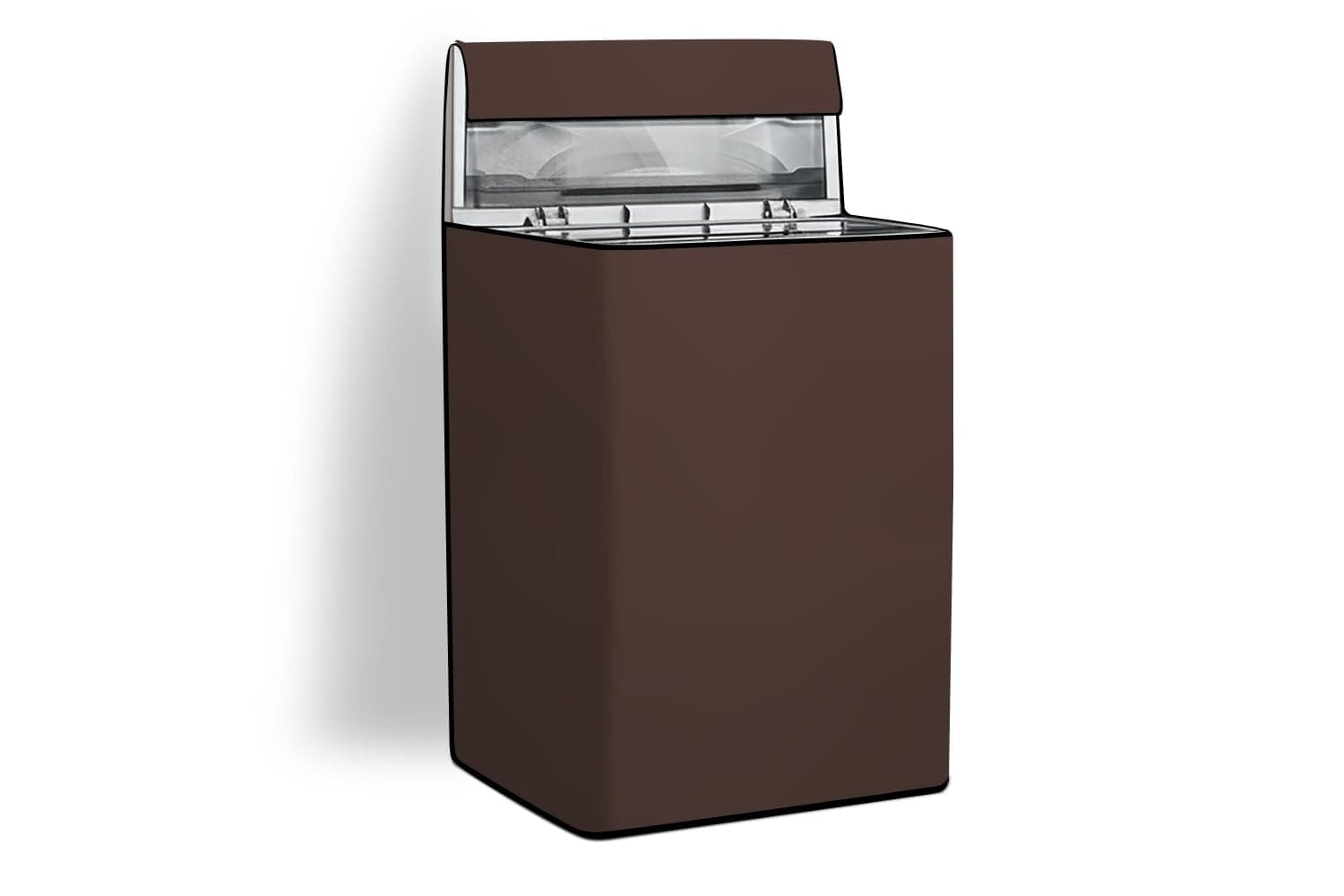 Stylista Fully Automatic Top Load Washing Machine Cover | Waterproof & Dustproof | Long-Lasting, Washable & Easy-Care Fabric | Inlet & Outlet Pipe Cut-Out Design, Coffee, Polyester, (55x55x92 CM)