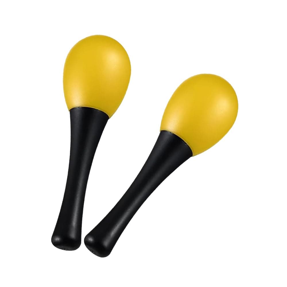 IMAGINEA Plastic Musical Egg Shakers with Handle Music Accessories, Instruments Hand Percussion Maraca Children Rattle Toys Music Learning DIY Painting Musical Egg (1 Pair, Yellow)
