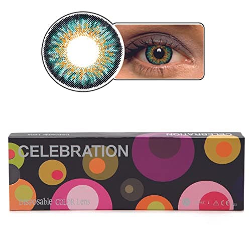 Celebration Color Weekly Coloured Contact Lenses 5 Pairs Zero Power Plano (Turqouise, 0.00)
