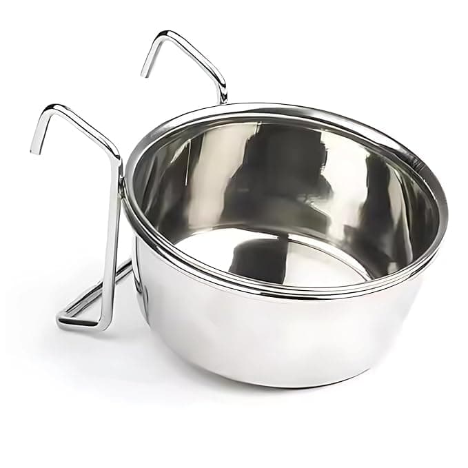 Pets Empire Stainless Steel Birds Coop Cup Feeder Bowl with Hook Holder, Durable Coop Cup for Parrots, Cockatiels, and Other Birds 1 Piece 200 ML