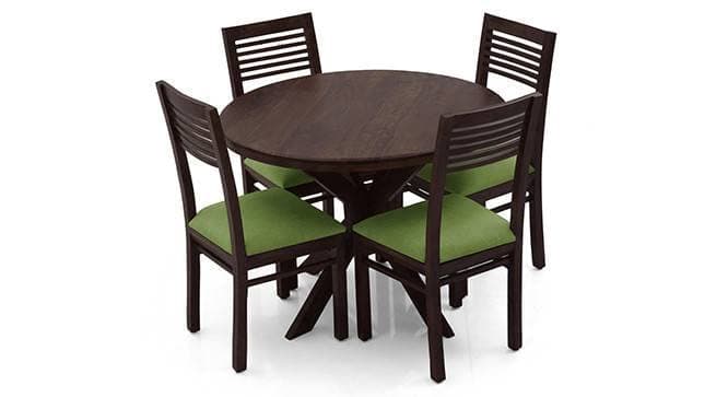 BAGARI ARTS Sheesham Teak Wood 4 Seater Round Dining Table with Chairs Set | Wooden 4 Seater Round Dining Table | 4 Seater Dining Table Set | Dining Room Set | Walnut