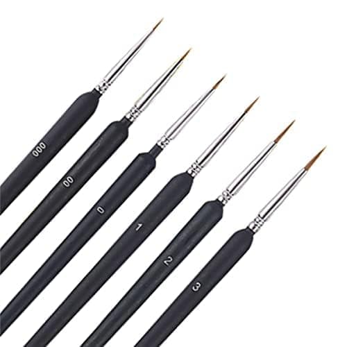 Miniature Paint Plastic,Synthetic Brushes,Detail Fine Tip Paint Brushes Set with Ergonomic Handle - Suitable for Acrylic Painting,Oil,Face,Nail,Scale Model Painting (6)