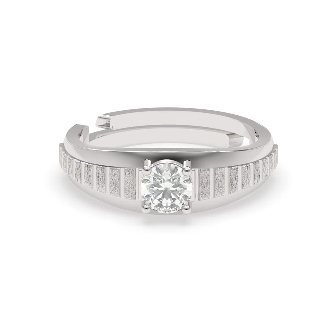 Clara 925 Sterling Silver Step Band Ring Adjustable Gift for Men & Boys | Rakhi Rakshabandhan Gift for Brother Bhai | Swiss Zirconia | Matte Finish