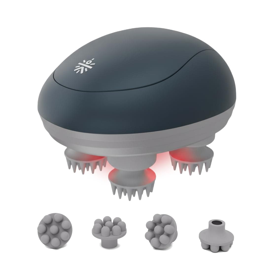 Cult Aura Head Massager with Red Light Therapy | Silicone Heads with 4 Extra Attachments for Stress Relief & Relaxation