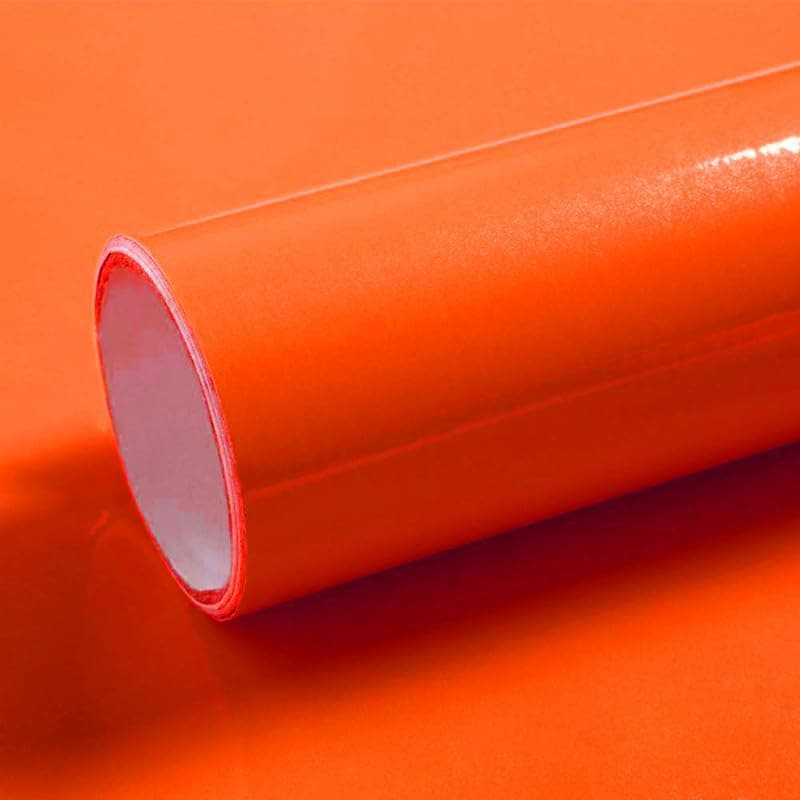 MUNIKESH CREATION Pure Solid Orange Glossy Solid Colour Self Adhesive Peel and Stick Wallpaper for Walls, Kitchen Tabletop, Almirah, Furniture, Office, etc (2x8 Feet)