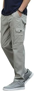THE FEBZA Men's Cotton Cargo Pants | Stylish Casual Trousers for Men | Relaxed Fit Multi Pocket Cargo Trousers | Drawstring Waist Pant | Comfortable Lower for Men