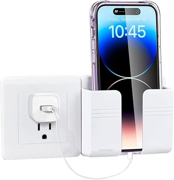 EDNITA Mobile Phone Charging Stand | Phone Stand with Self Adhesive Phone Holder for Shower, Multi-Functional Storage Holder, Bedside Fixed Rack, Bedroom, Office Accessories (Pack of-1 White)