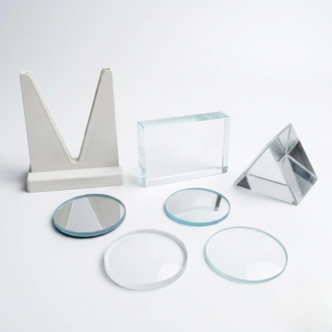 SBT Optical Physics Experiment Kit | Glass Prism, Convex & Concave Lenses, Glass Slab & Mirrors Set | Light Refraction, Reflection & Dispersion | STEM Science Lab Equipment for Students | Set of 7