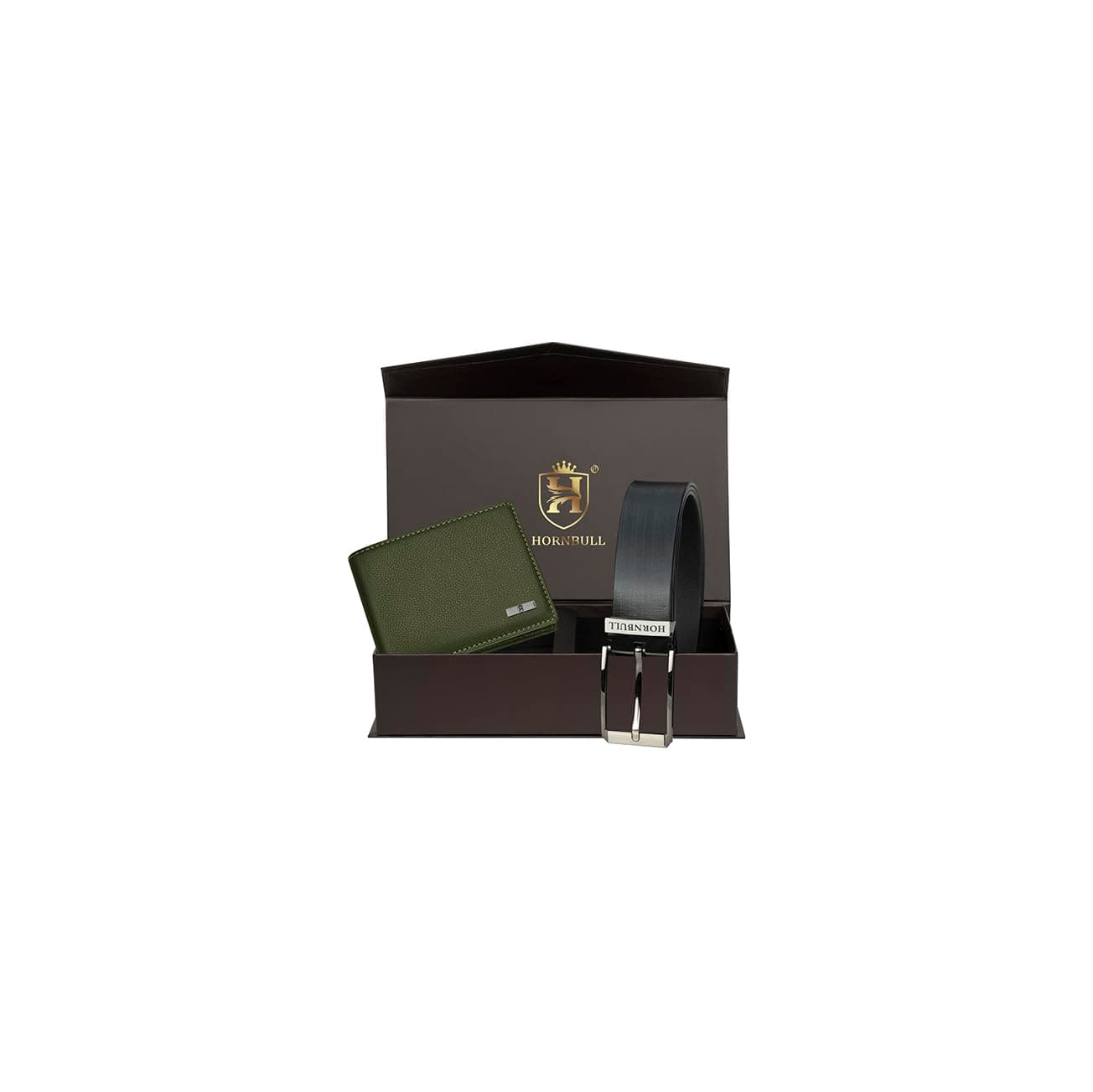 HORNBULL Leather Maddison Green Wallet For Men | Wallet And Belt Combo | Gift Set For Men Bw104124