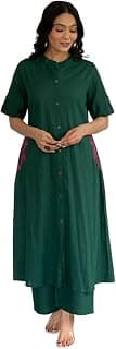 Women's Cotton Embroiderd Long A-Line Kurti with Palazzo