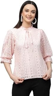 Style Quotient Women Summer Blue Lace Caual Top