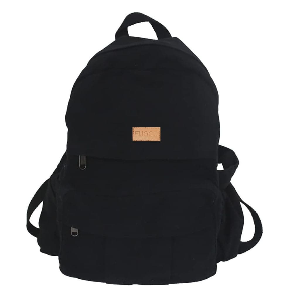 FUOCO Laptop Backpack for Women Men - College School Bag with Bottle Holder for Boys Girls- Stylish Canvas Travel Backpacker for Students Office Casual Use