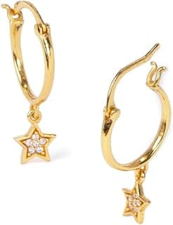 Shaya by Caratlane | 925 Silver|Starry Eyed Hoop Earrings in Gold Plated | Gifts for Womens & Girls