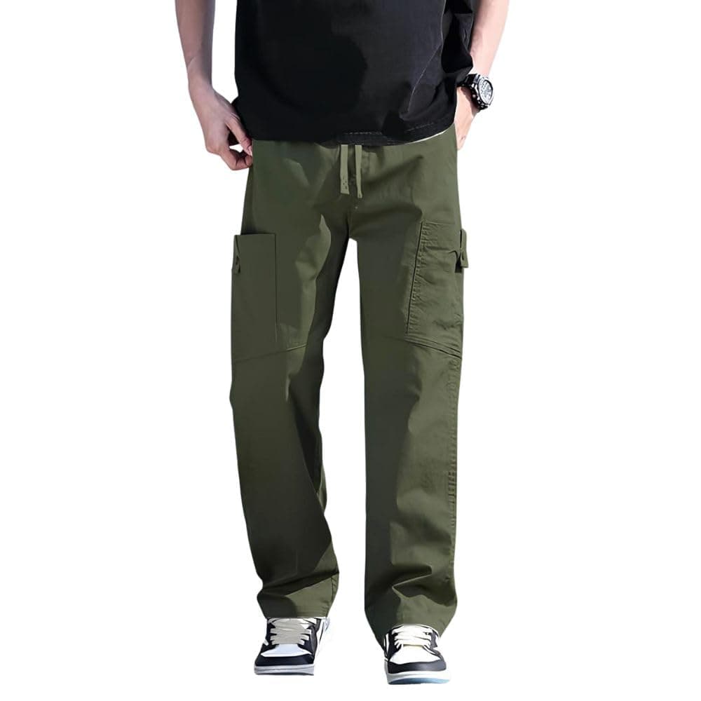 Cargo for Men | Cotton Cargo Pant | Lower for man | Elastic Drawstring Waist Straight Fit Bottoms | Comfortable Breathable Summer Cargos for Casual, Office Wear