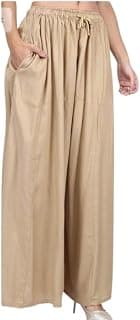 Generic Women's Girls Rayon Beige Flayer Pocket Palazzo