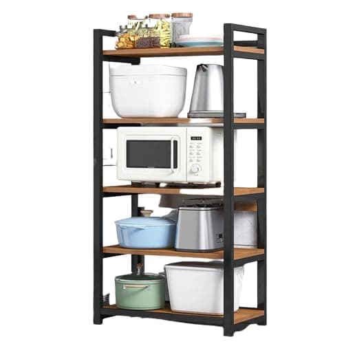 TEKAVO Riproz Microwave Oven Stand | 5 Tier | Oven Stand for Kitchen | Multilayer Stand | 65L x 45W x 150H CM | Beige | DIY