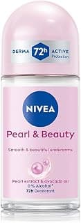 NIVEA Pearl and Beauty 50ml Deo Underarm Roll On | With Pearl Extracts & Avocado Oil | 72 H Long Lasting Floral Scent | 0% Alcohol and Dermat Approved | For Women
