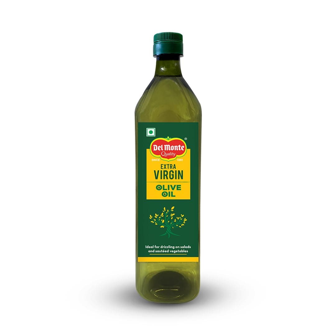 Del Monte Extra Virgin Olive Oil (Imported) 1L PET Bottle| Cold Extracted from A1 Grade Olives |Pure & Unrefined| Ideal for Salad Dressing, Paratha & Marinating
