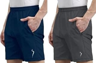 Generic Pack of 2 Men’s Solid Sports Shorts | Mahira Hosiery Multicolor Regular Fit Gym Running Casual Half Pants