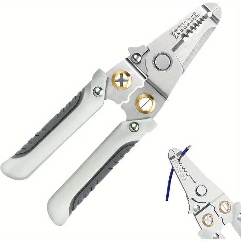 Bistilite All in 1 Multifunction Stainless Steel Wire Stripper/Wire Crimping Tool, Wire Cutter, Wire Crimper, Cable Stripper, Wiring Tools and Multi-Function Hand Tool (Grey) (Wire Stripper)