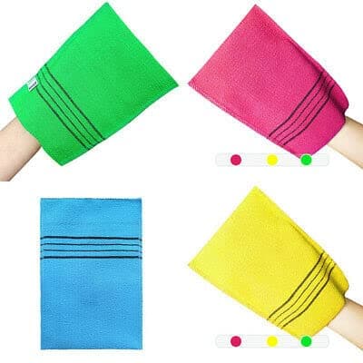Korean Italy Exfoliating Hammam Bath Wash Cloth Scrub Towel (Multi Color) 4 pieces