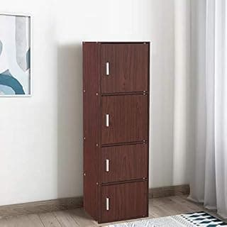 HomeTown Albert Engineered Wood Multipurpose Cabinet in Walnut & Cherry Brown Colour