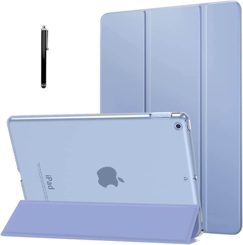 ProElite Smart Trifold Hard Back Flip Stand Case Cover for Apple iPad 9.7 inch 2018/2017 Air 1 Air 2 5th 6th Generation with Stylus Pen- Purple