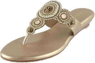 Metro Women Faux Leather Ethnic Traditional Slip-on Sandals