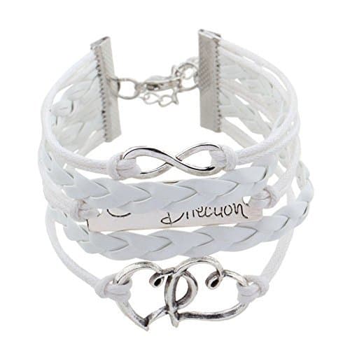 One Direction Twin Hearts Leather Charm Bracelet For Women