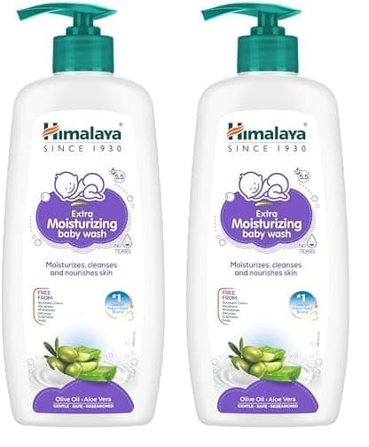 Himalaya Extra Moisturizing Baby Wash 400ml | No tears formula |with Olive Oil, Aloe Vera & Milk | Cleanses and moisturizes baby’s skin (Pack of 2)