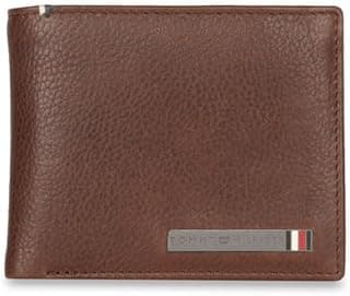 Tommy Hilfiger Steuben Men Leather Global Coin Wallet - Brown | 4 Card Slots | 2 Compartments | 2 Pockets | Pebbled Textured Pattern | 6 Months Warranty
