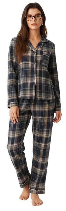 PABROS Night Suit for Women with Full Sleeve Button-Down Top with Pant Dress for Woman,Night Dress for Woman, Two-Piece Loungewear Set
