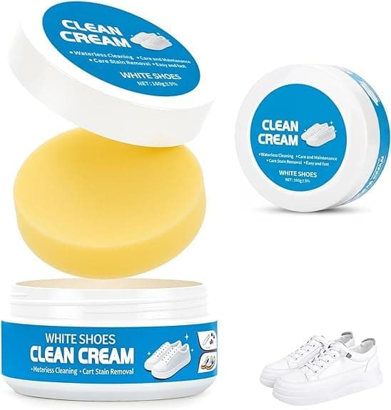 ZPCCOT White Shoe Cleaning Cream 260g with Sponge | No-Wash Sneaker Cleaner | Removes Stains, Dirt & Yellowing | Multipurpose Cleaner for Leather, Sports Shoes, Canvas, Soles & Bags