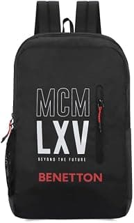 United Colors of Benetton Caspian Unisex Polyester 4 Compartment Laptop Backpack - Black, 16 Liters