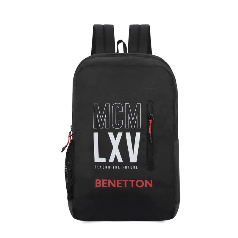 UNITED COLORS OF BENETTON Caspian Unisex Polyester 4 Compartment Laptop Backpack - Black, 16 Liters