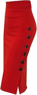 ToodiiIN Woman Mini Skirts High Waist PencilLadies High Waisted Button Split Office Multiple Size Casual for Girls Red