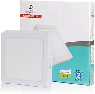 D'Mak Surface Mounted LED Light for Ceiling, 22-Watt Panel Light with IP50 Dust Proof, White Light for Indoor Use at Home and Office, Fancy Square LightsPack of 1, Metal