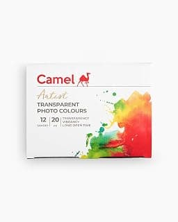 Camel Photo Colours 12 Shades (Pack of 1) | Transparent Liquid Colours | 20 ml Each Bottle | Ideal for Illustration, Photo Retouching & Art Work