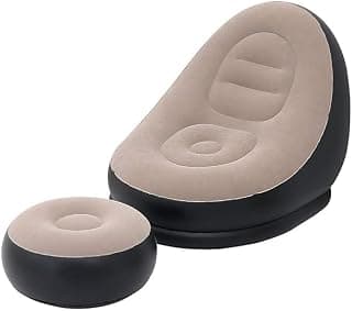 Sofa with Footstool, Inflatable Chair, Waterproof Air Sofa, Inflatable Chair, Sofa and CouchFlocked Surface for Living Room, Couch (Inflatable Chair Lazy Sofa with Footrest)