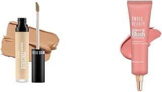 SWISS BEAUTY Liquid Light Weight Concealer, Shade- Medium - Beige, 6g Cream It Up Blusher | Highly Pigmented | Long-lasting | Buildable & Blendable | All Skin Types | Shade - Natural Flush, 10ml