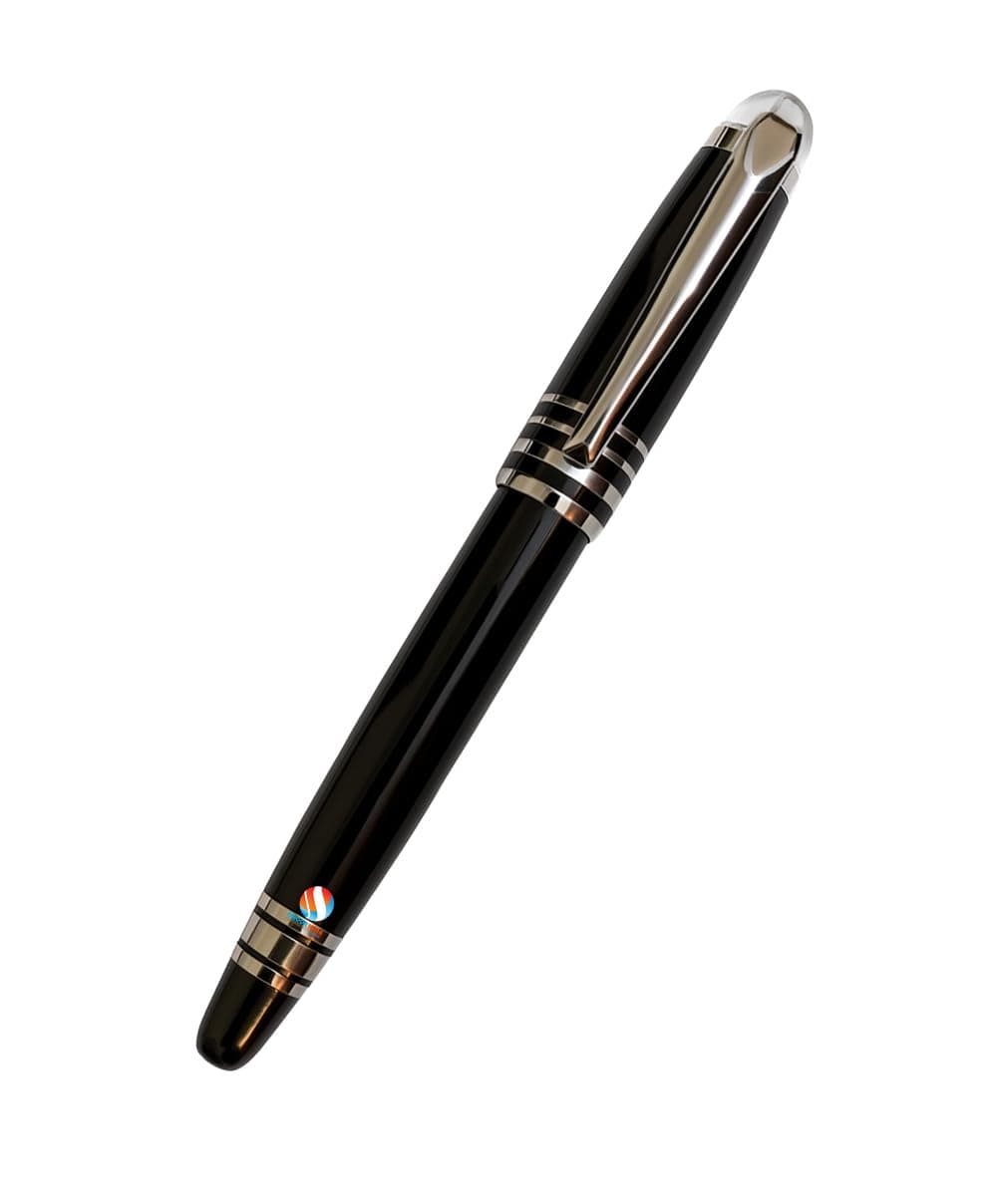 Eshcon Black Metal Ballpoint Pen, Executive Style Writing Instrument with Chrome Accents Crystal Top, Professional, Gift, Business, School, MonTT, Customisation